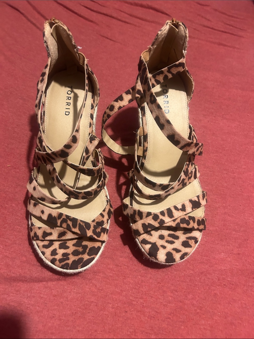 torrid Leopard Print Strappy Wedge Sandals - Tan/Black
